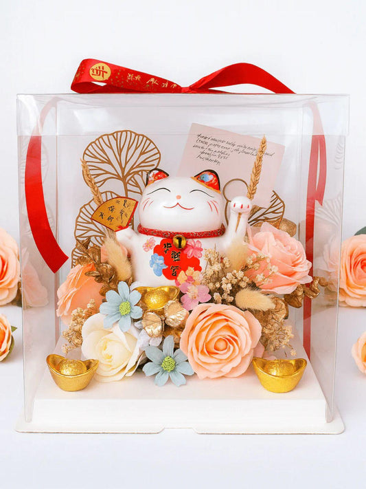 Fortune Cat Floral Gift Box - Bloom & Core Florist