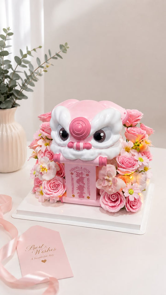 Pink Lion Dance Soap Flower Box